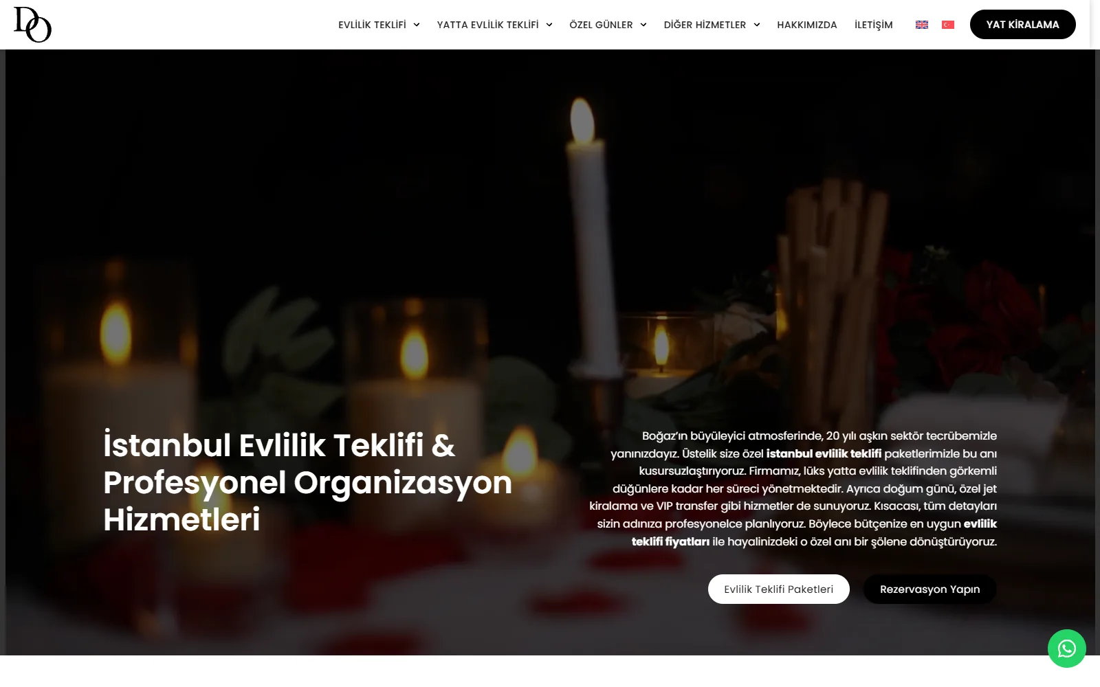 Diamond Organizasyon web sitesi ana sayfası