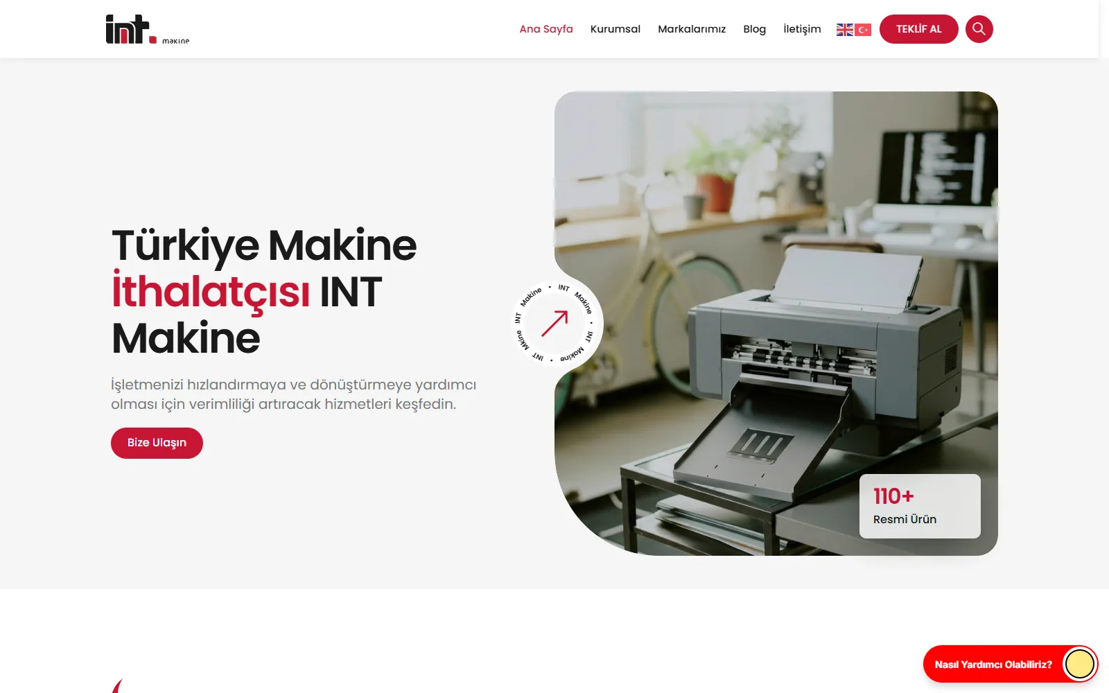 İnt Makine web sitesi ana sayfası