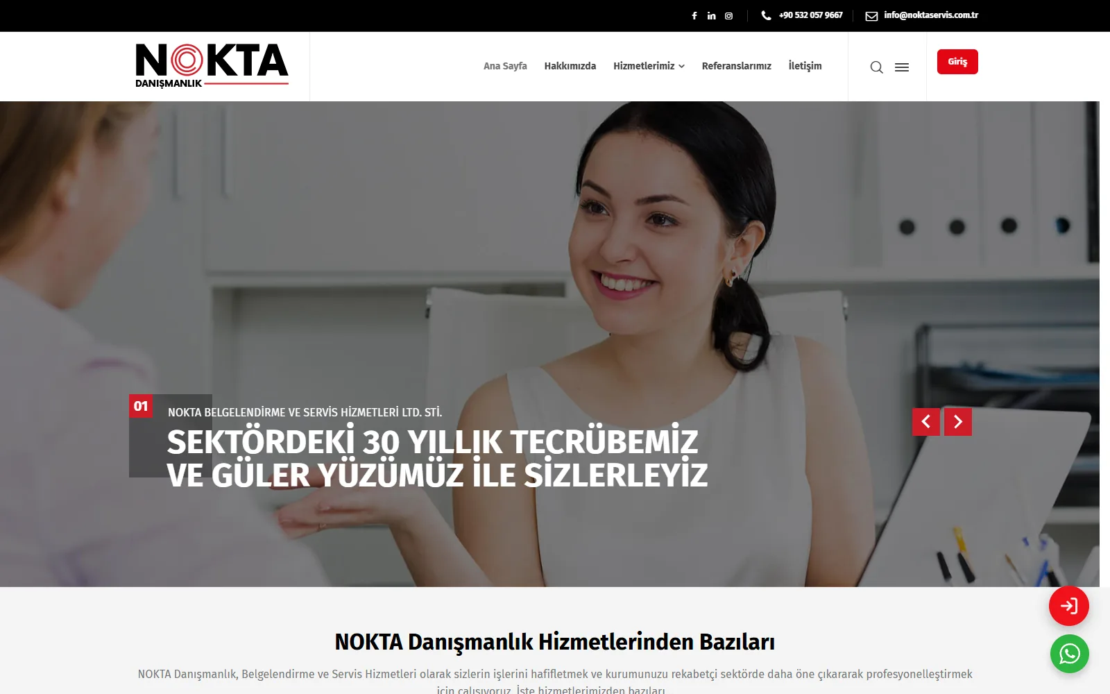 Nokta Servis web sitesi ekran görüntüsü